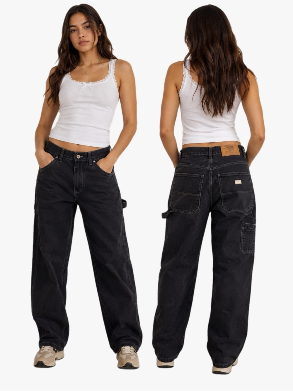Vintage Y2K Route 66 Black Carpenter Jeans Utility Workwear Pants Size 5/6